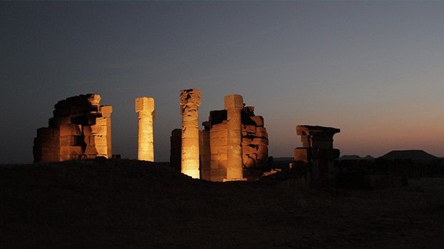 Temple ruins of Naga lit up at night